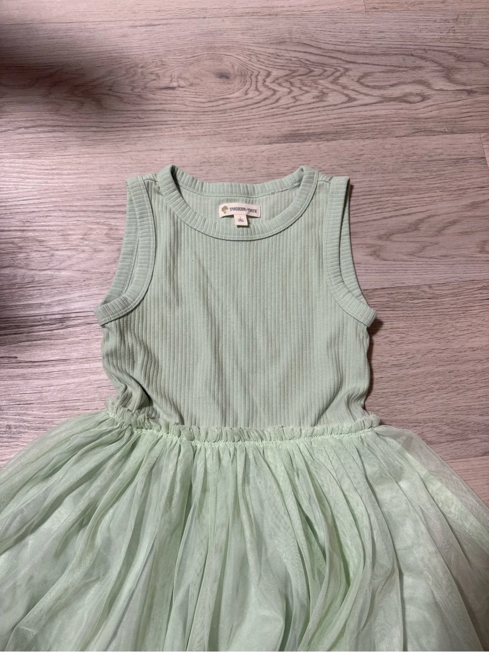 Tucker + Tate Light Green Combination Knit  Tulle Sleeveless Dress Girls Size 7